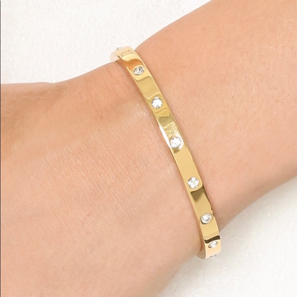 kate spade stone hinge bangle - Gold
